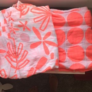 Neon orange and white swaddle blankets set of 2